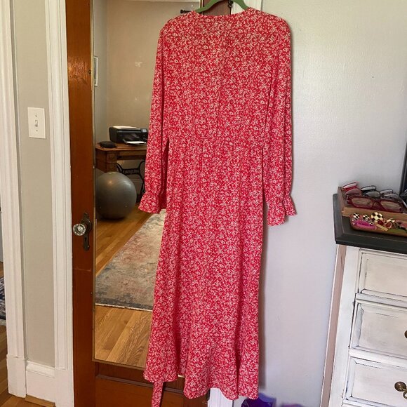 NEW Womens Dress 2025 V Neck Floral Ruffle Wedding Cocktail Boho Long Sleeve - Picture 11 of 13